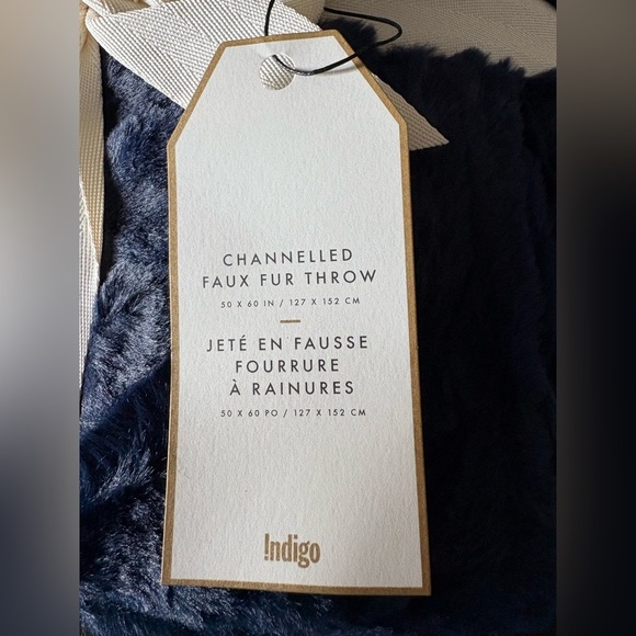 Indigo Deep Blue Faux Fur Throw - Picture 2 of 2